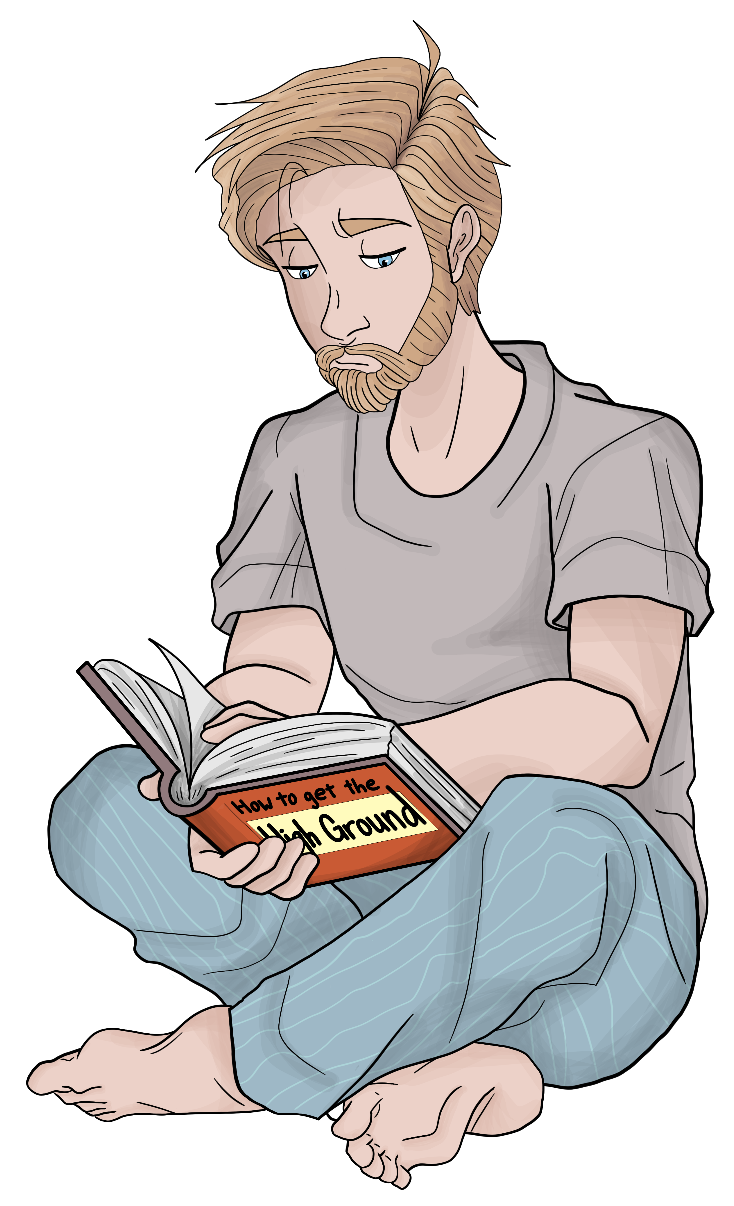 An illustration of Obi Wan reading a book